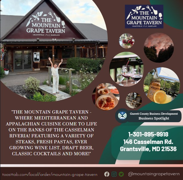 Todays Business Spotlight 🍝 is on The Mountain Grape Tavern
Visit them at edvenmd.com/mountain-grape-tavern/ or The Mountain Grape Tavern
Follow us to see more daily Garrett County Business Spotlights!
If you are interested in having your business featured contact Connor Norman at cnorman@garrettcountymd.gov. #businessdevelopment #garrettcountymd